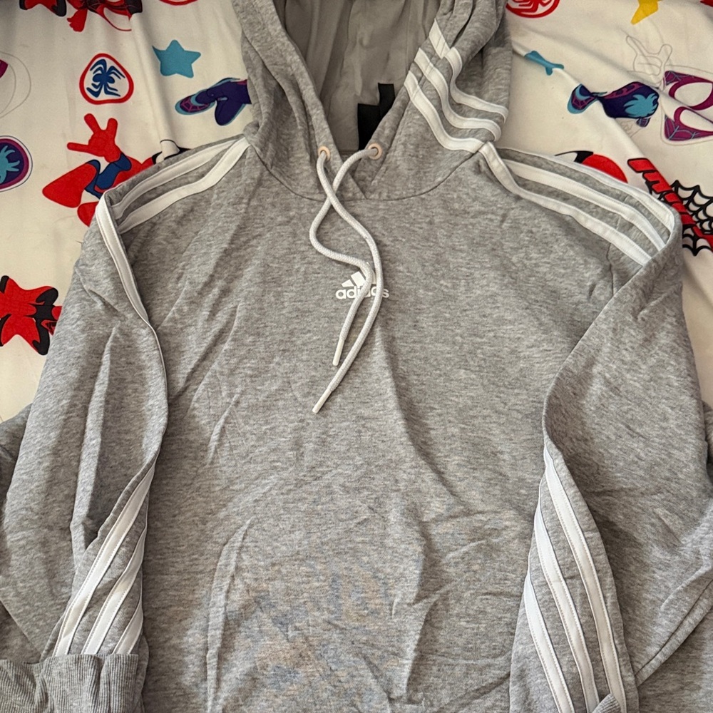 Adidas cropped grey hoodie